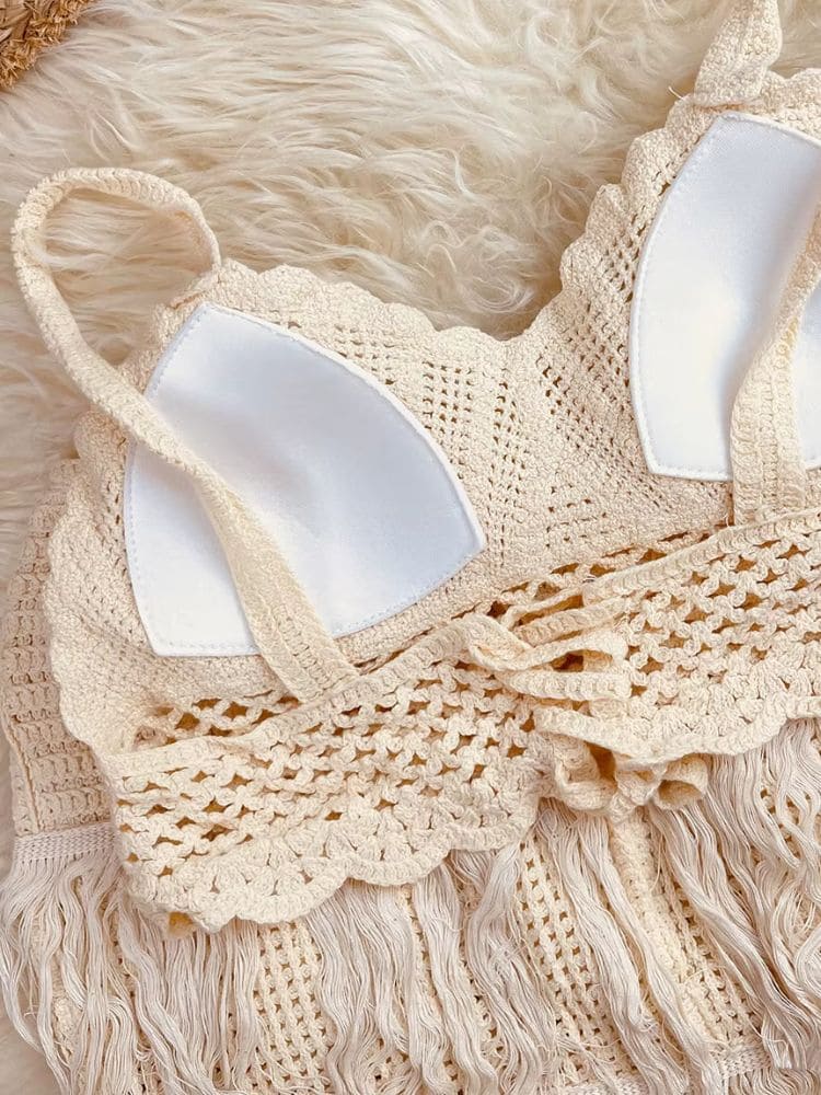Cropped de crochê com amarração ajustável nas costas – Moda Origem