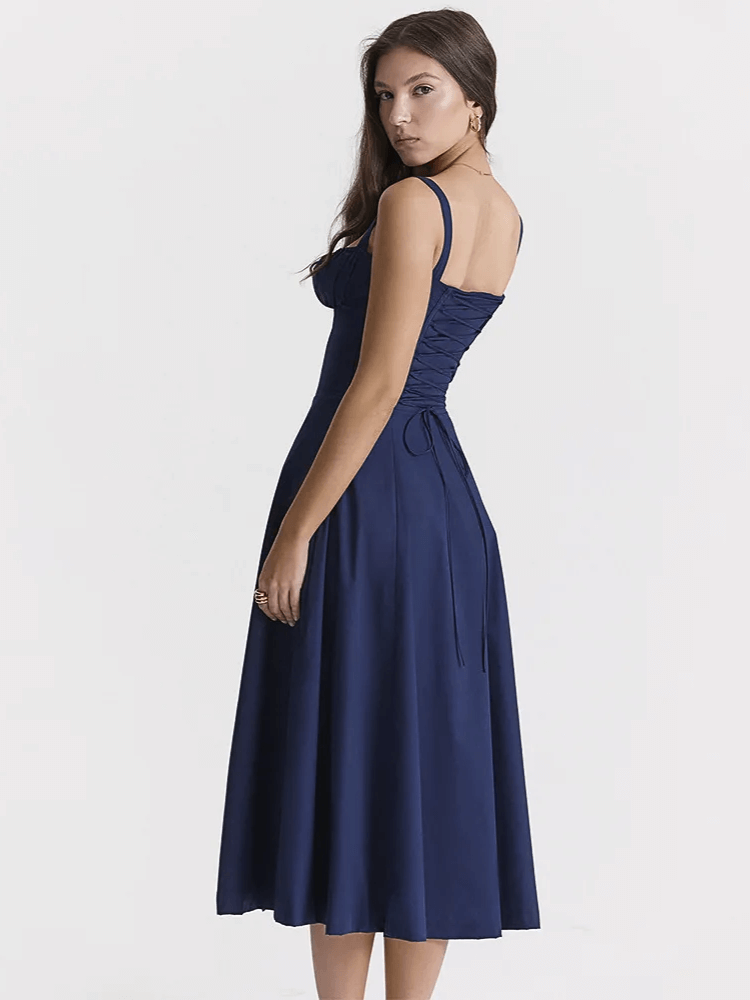 Vestido Feminino Midi lateral moda origem