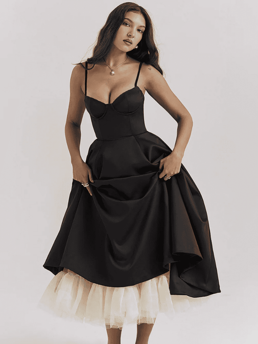 Vestido Midi decote redondo para festa moda origem