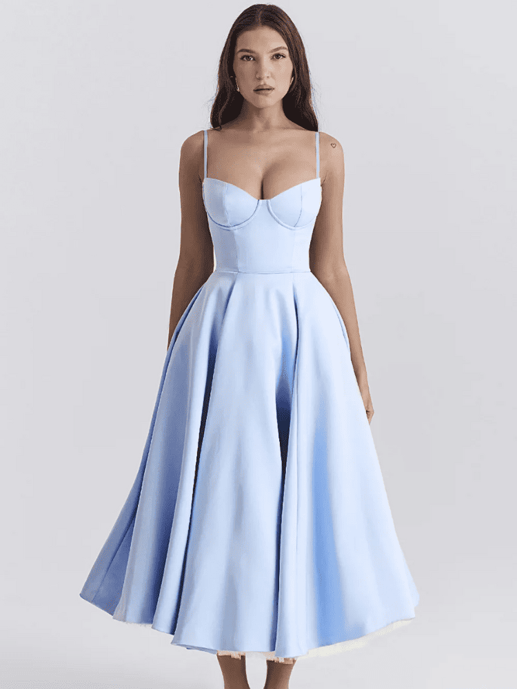 Vestido Midi Elegante para festa de formatura Azul