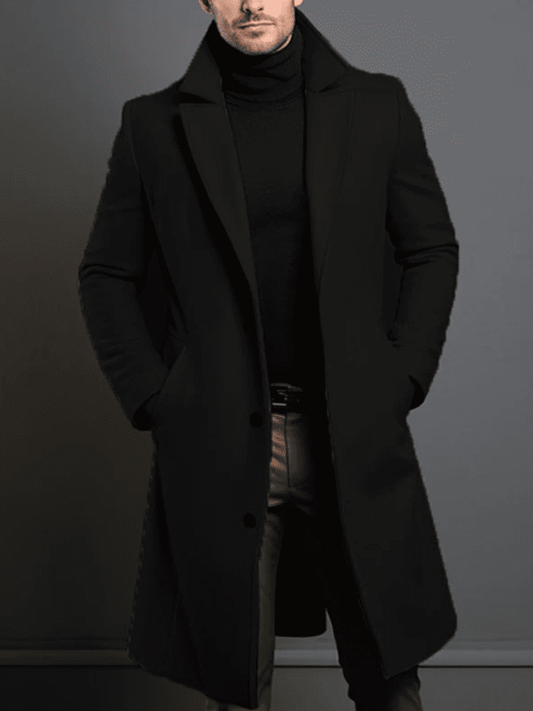 Sobretudo longo masculino preto ideal para dias frios – Moda Origem