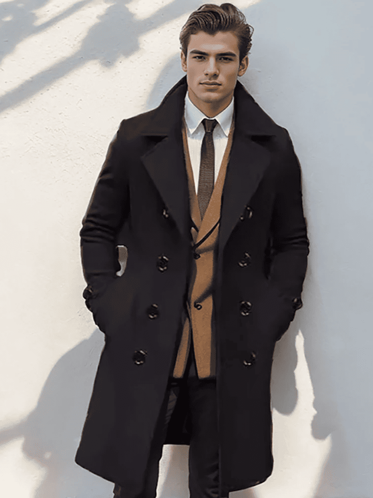 Sobretudo masculino de lã premium elegante para inverno Moda Origem