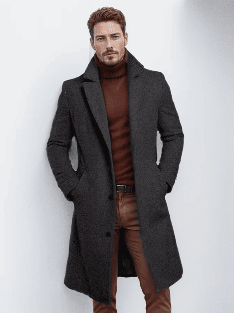 Sobretudo masculino cinza social elegante para clima frio – Moda Origem