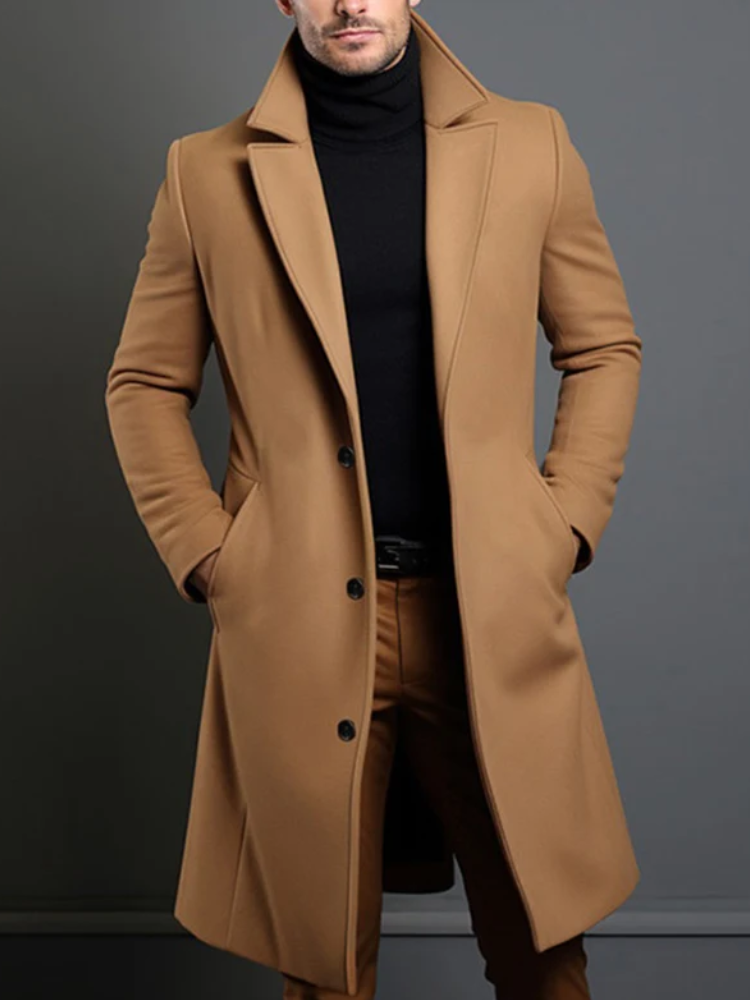 Sobretudo masculino marrom social ideal para dias frios – Moda Origem
