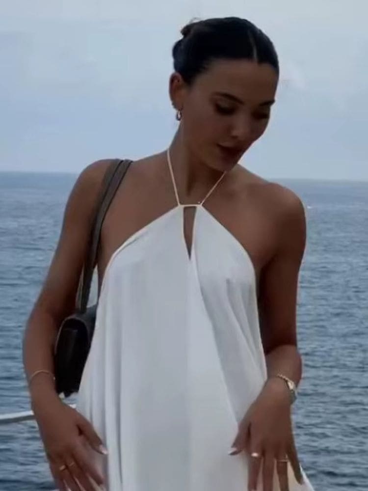 Vestido de festa curto Moda Origem com alça fina – moda feminina verão