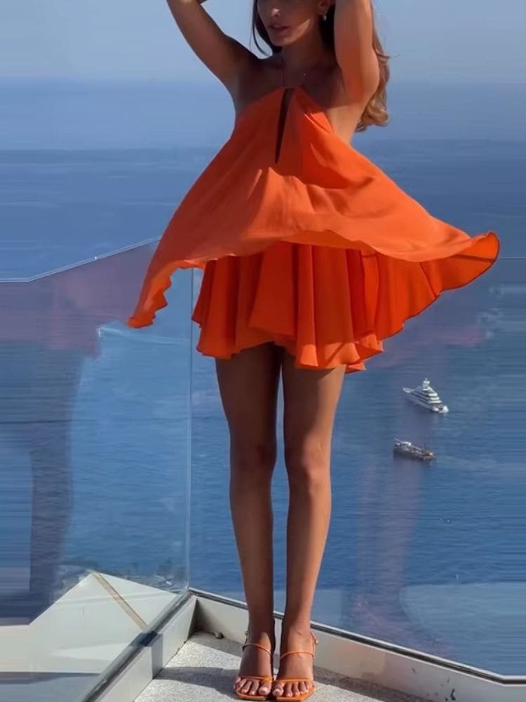 Vestido feminino curto e leve Moda Origem com alça fina ajustável