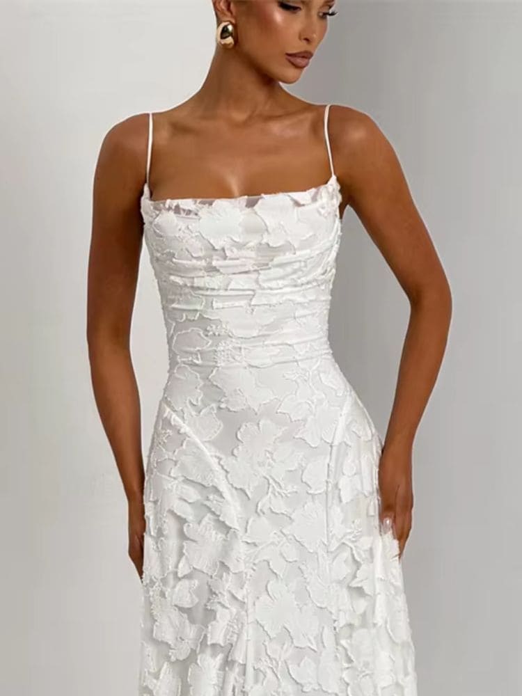 etalhes da renda floral e textura premium do tecido do vestido – Moda Origem