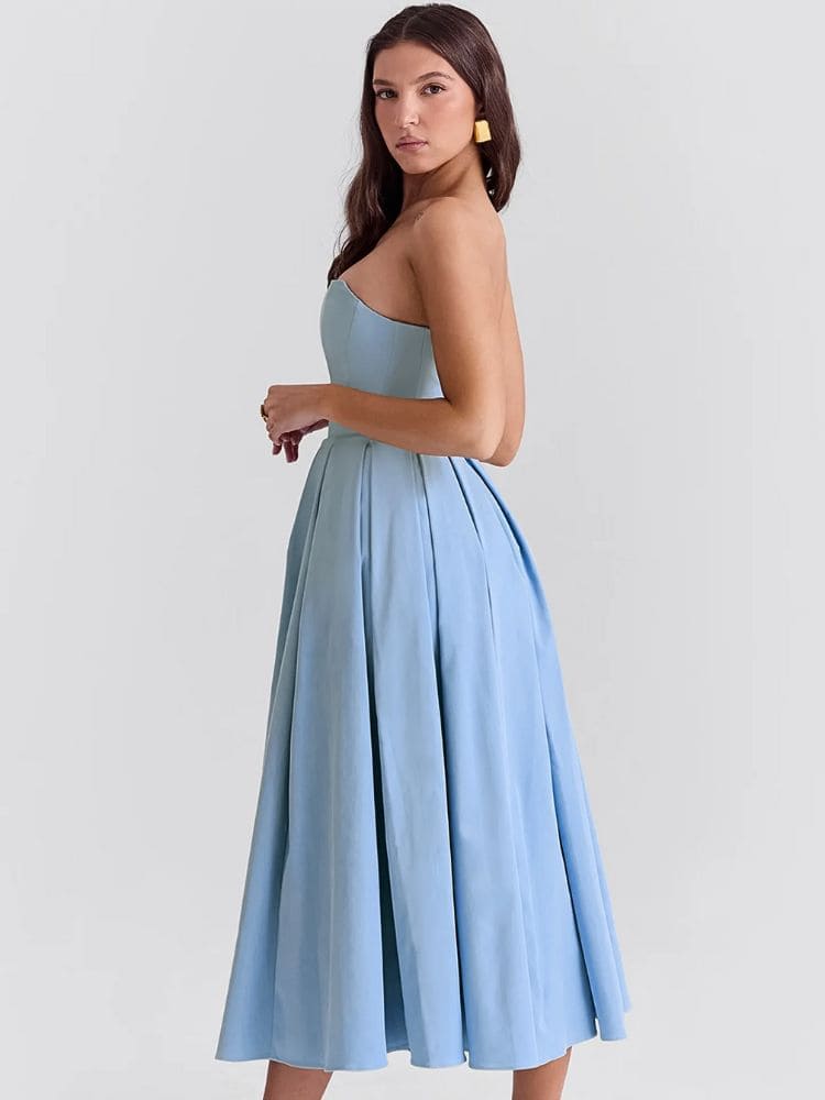 Vestido Midi perfeito para combinar com saltos altos e joias discretas - Moda Origem