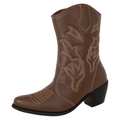 Bota Feminina Texana Cano Curto Marron