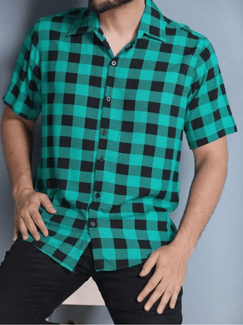 Camisa Xadrez Masculina Manga Curta Slim