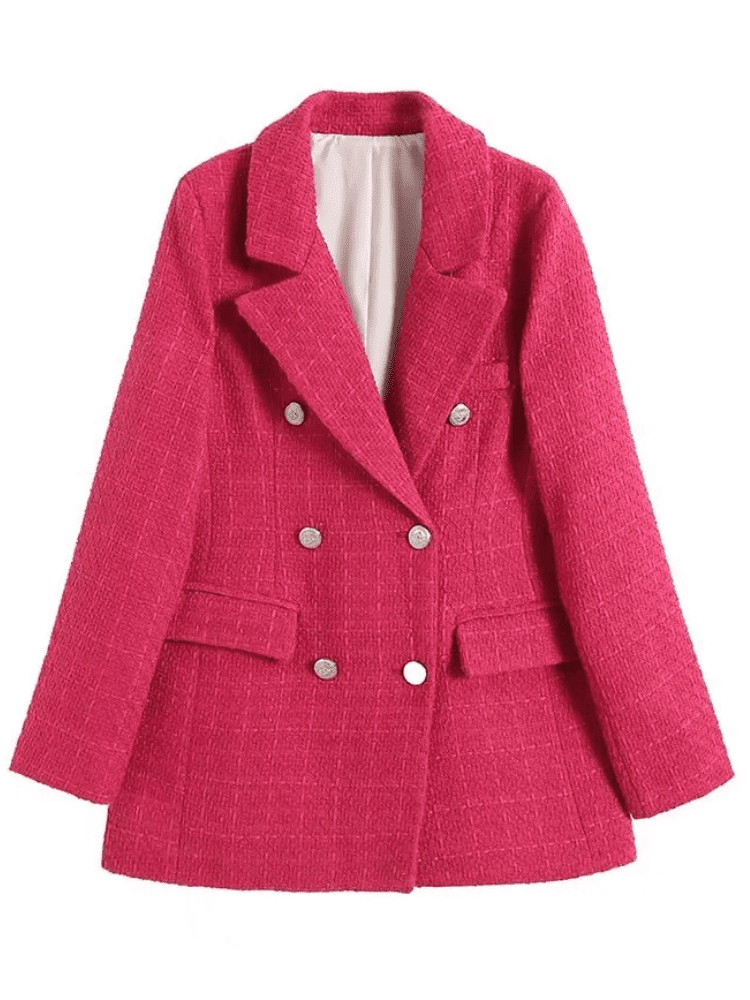 Blazer Feminino com Textura Zara Rosa Escuro