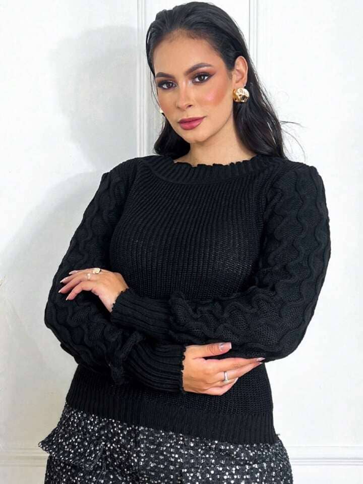 Blusa Feminina Manga Longa Inverno Preto