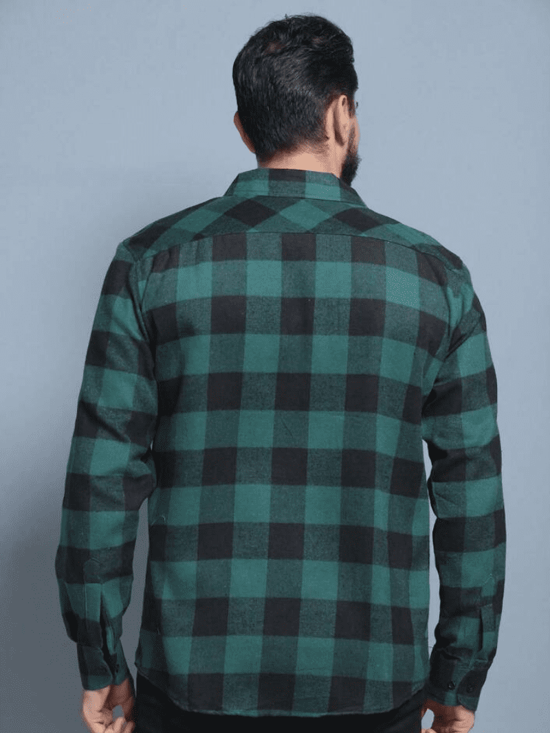 Camisa Xadrez Masculina Social de Flanela Verde