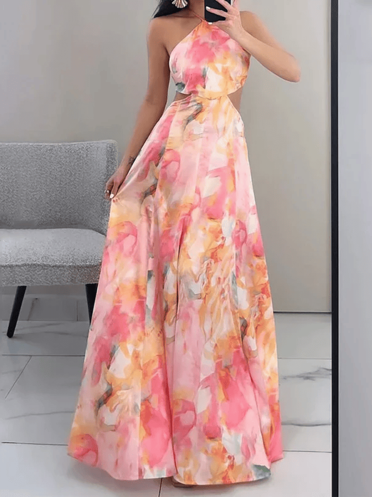 Vestido Longo Floral Frente Única 