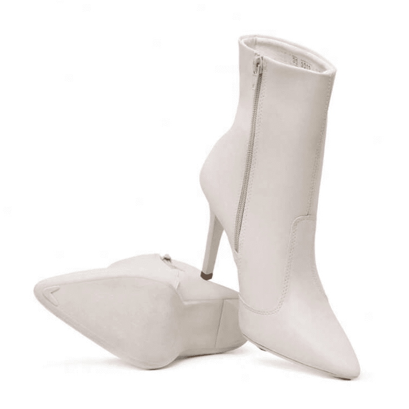 Bota Feminina Cano Curto Salto Fino Branco