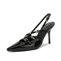 Sapato Slingback Salto Fino Alto Preto