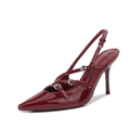 Sapato Slingback Salto Fino Alto Vinho