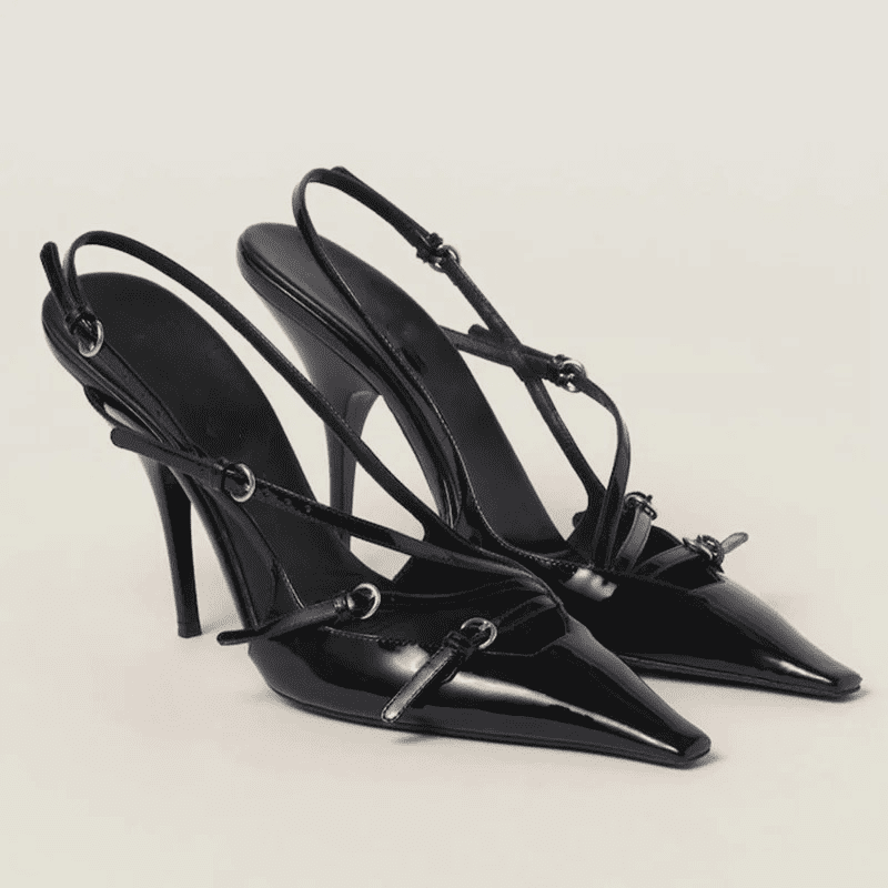 Sapato Slingback Salto Fino Alto Preto