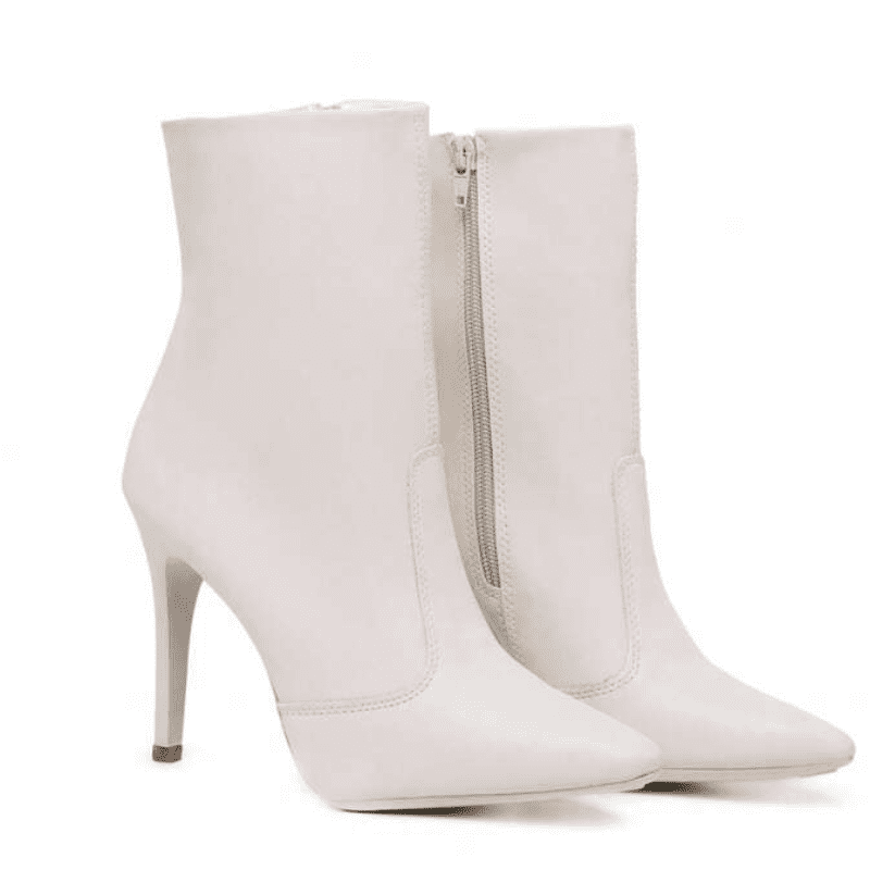 Bota Feminina Cano Curto Salto Fino Branco