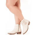 Bota Feminina Rasteira Cano Baixo Branco