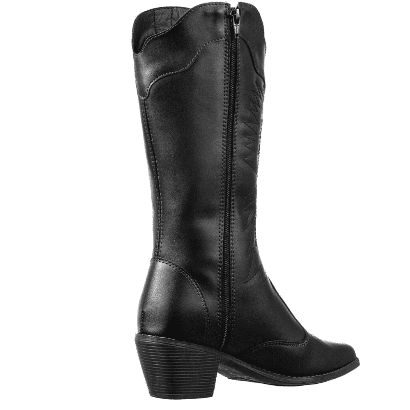 Bota Feminina Western Cano Longo Bico Fino Preto