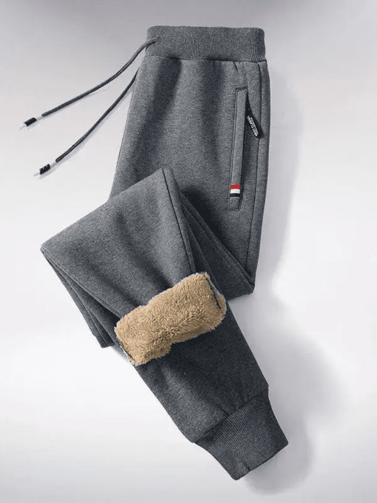 Calça Moletom Masculina Forrada com Lã Cinza