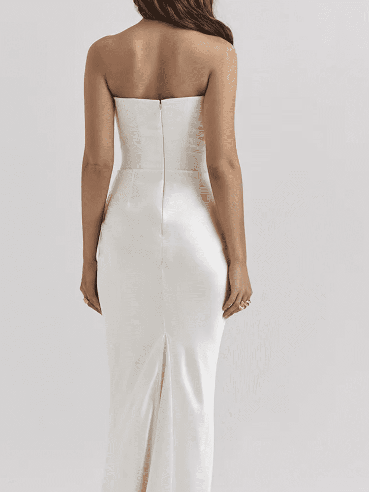 Vestido Longo Acinturado Elegante Branco