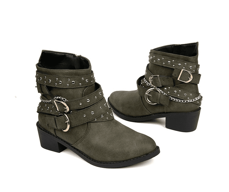 Bota Coturno Feminino Couro Cano Curto Verde