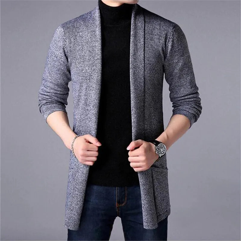 Cardigã Masculino Slim Fit Cinza Escuro