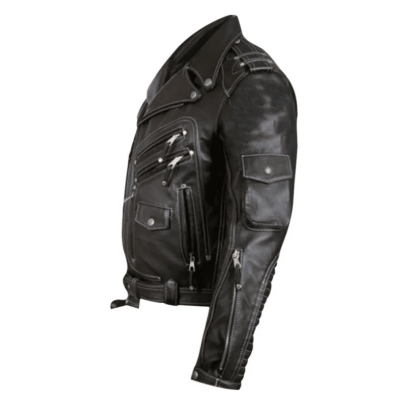 Jaqueta Masculina de Couro Motociclista Preto