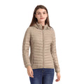 Jaqueta Puffer Feminina Acolchoada com Capuz Bege