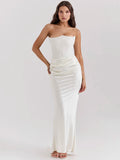 Vestido Longo Acinturado Elegante Branco