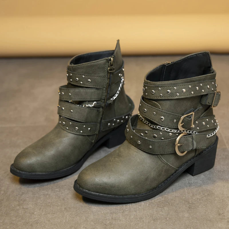 Bota Coturno Feminino Couro Cano Curto Verde