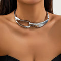 Colar Feminino Choker Elos Elegante Prata