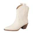 Bota Feminina Couro Western Folk Cano Curto Branco