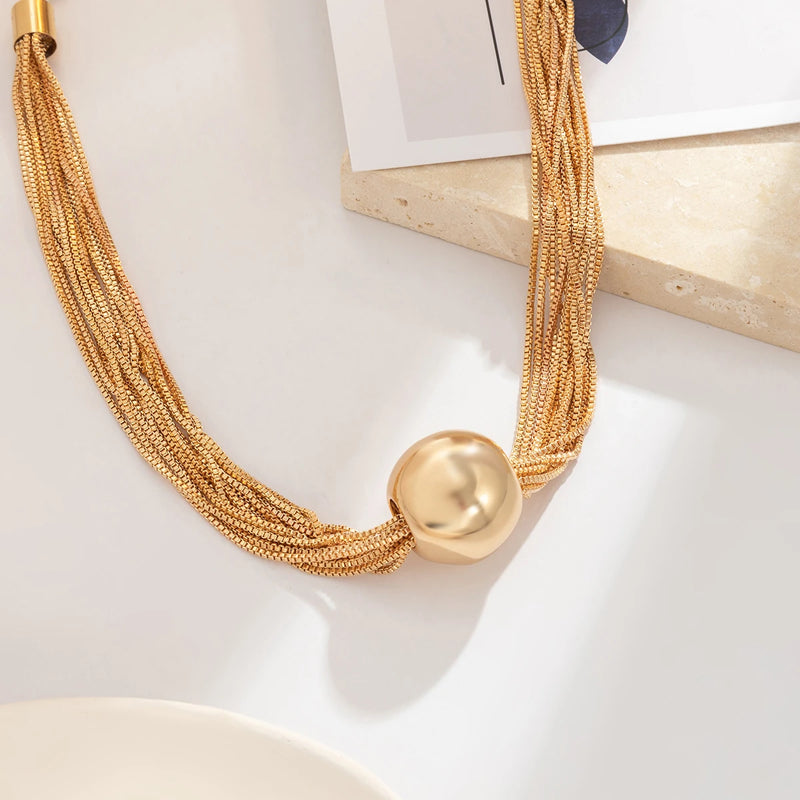 Colar Feminino Choker Globo Dourado