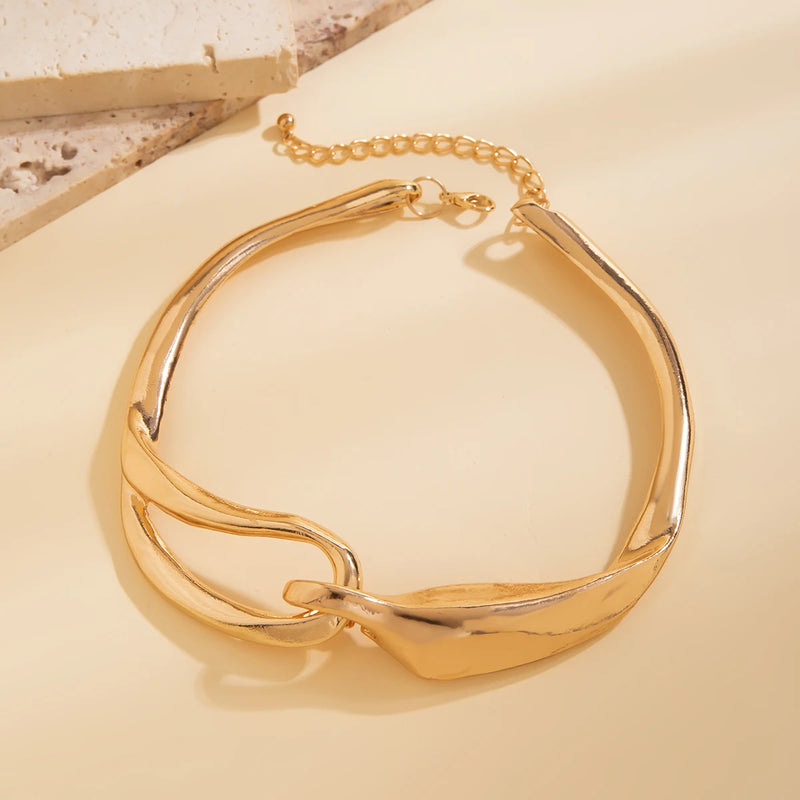 Colar Feminino Choker Elos Elegante Dourado