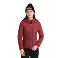 Jaqueta Puffer Feminina Acolchoada com Capuz Vermelho