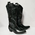 Bota Feminina Metalizada Western Cano Longo Preto