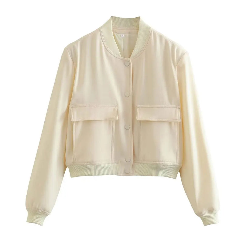 Jaqueta Bomber Feminina Curta de Tecido Zara Pastel