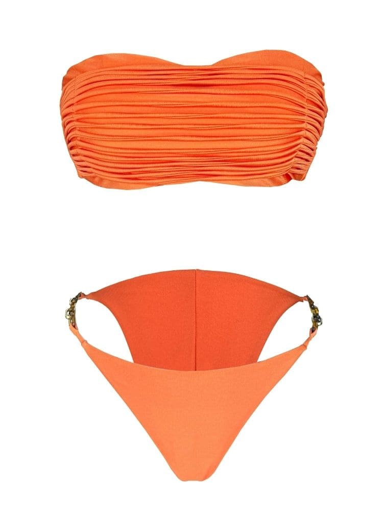 Biquíni laranja feminino moda praia premium, tendência verão, Moda Origem