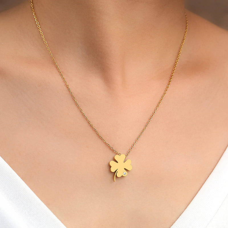 Colar Feminino Pingente Trevo da Sorte Dourado