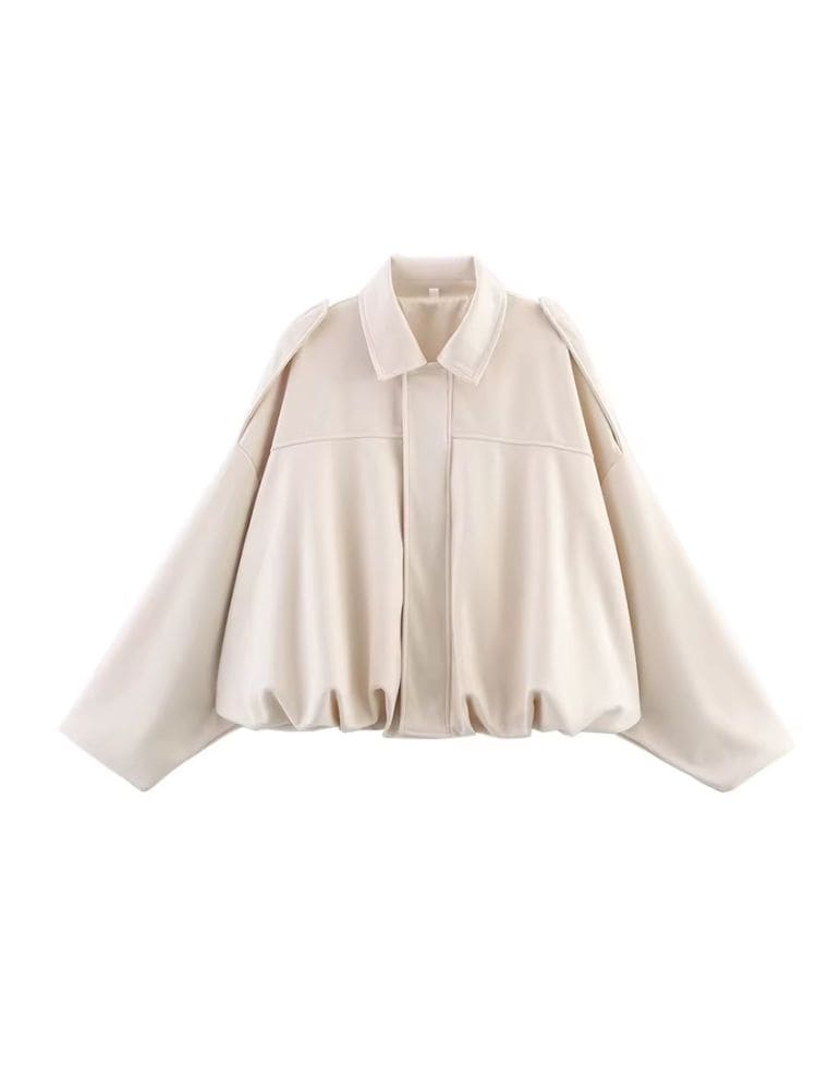 Jaqueta bomber feminina branca off-white em camurça premium com design retrô chic, Moda Origem.