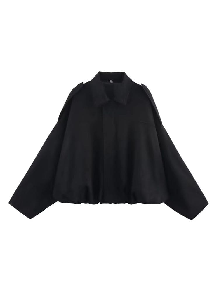 Jaqueta bomber feminina preta de camurça estilo streetwear com fechamento em zíper, Moda Origem.