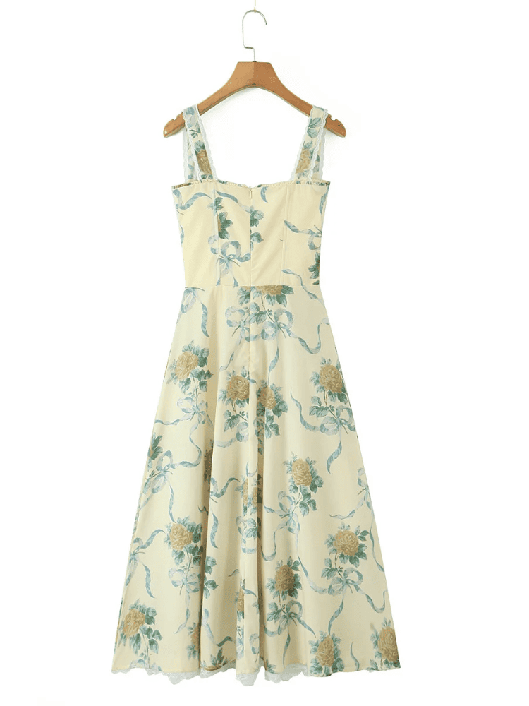 Vestido Midi Floral Alça Larga Verão