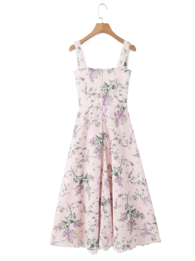 Vestido Midi Floral Alça Larga Verão