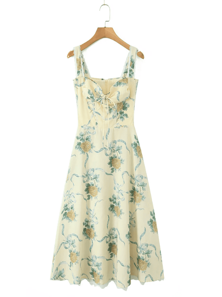 Vestido Midi Floral Alça Larga Verão