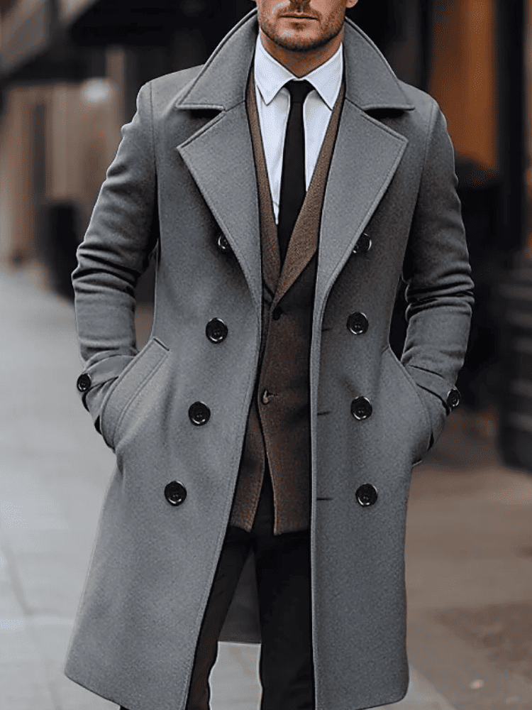 Sobretudo masculino estilo europeu, lã e corte social Moda Origem