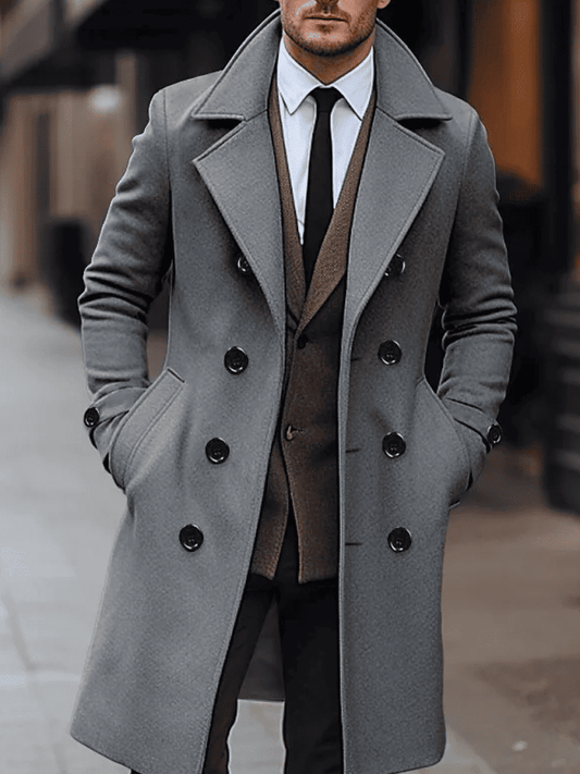 Sobretudo masculino estilo europeu, lã e corte social Moda Origem