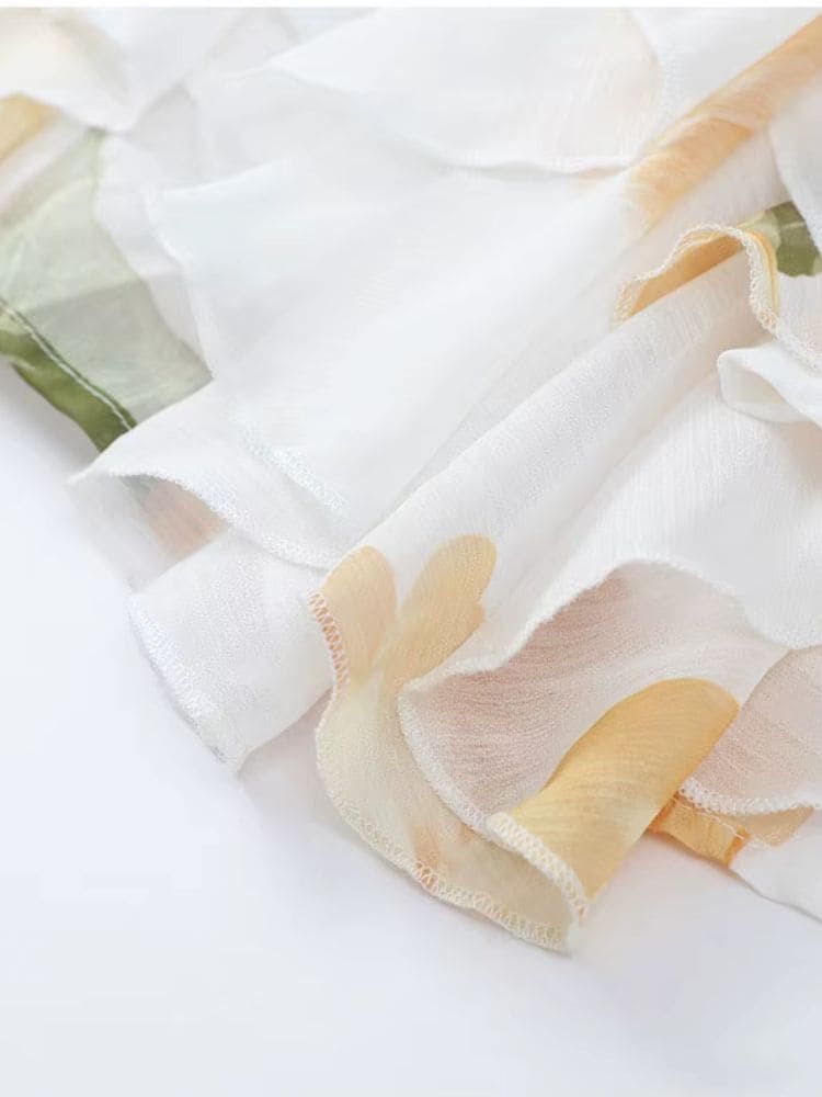 Vestido para festa em chiffon amarelo com babados, perfeito para ocasiões especiais, Moda Origem